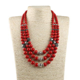 Намисто корал круглий потрійний