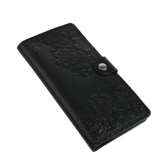 Гаманець лонгер чорний “Квіти”