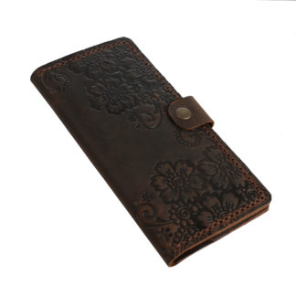 Гаманець лонгер коричневий "Квіти"