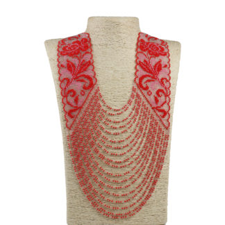 Намисто червоне з бісеру "Квіти"