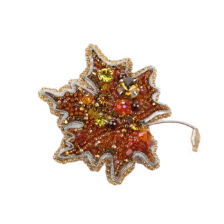 Брошка оранжева "Листочок"