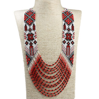 Гердан з бісеру червоно чорний