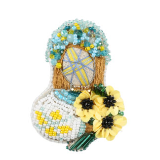 Брошка "Мотанка з соняхами"