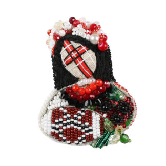 Брошка "Мотанка з квітами"