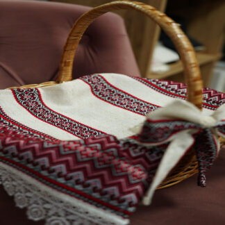 Великодній рушничок з бантом на кошичок