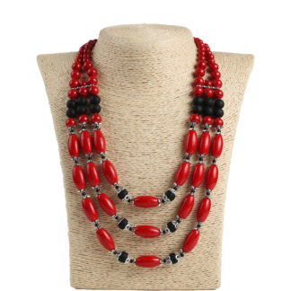 Намисто червоно-чорне "Корал"